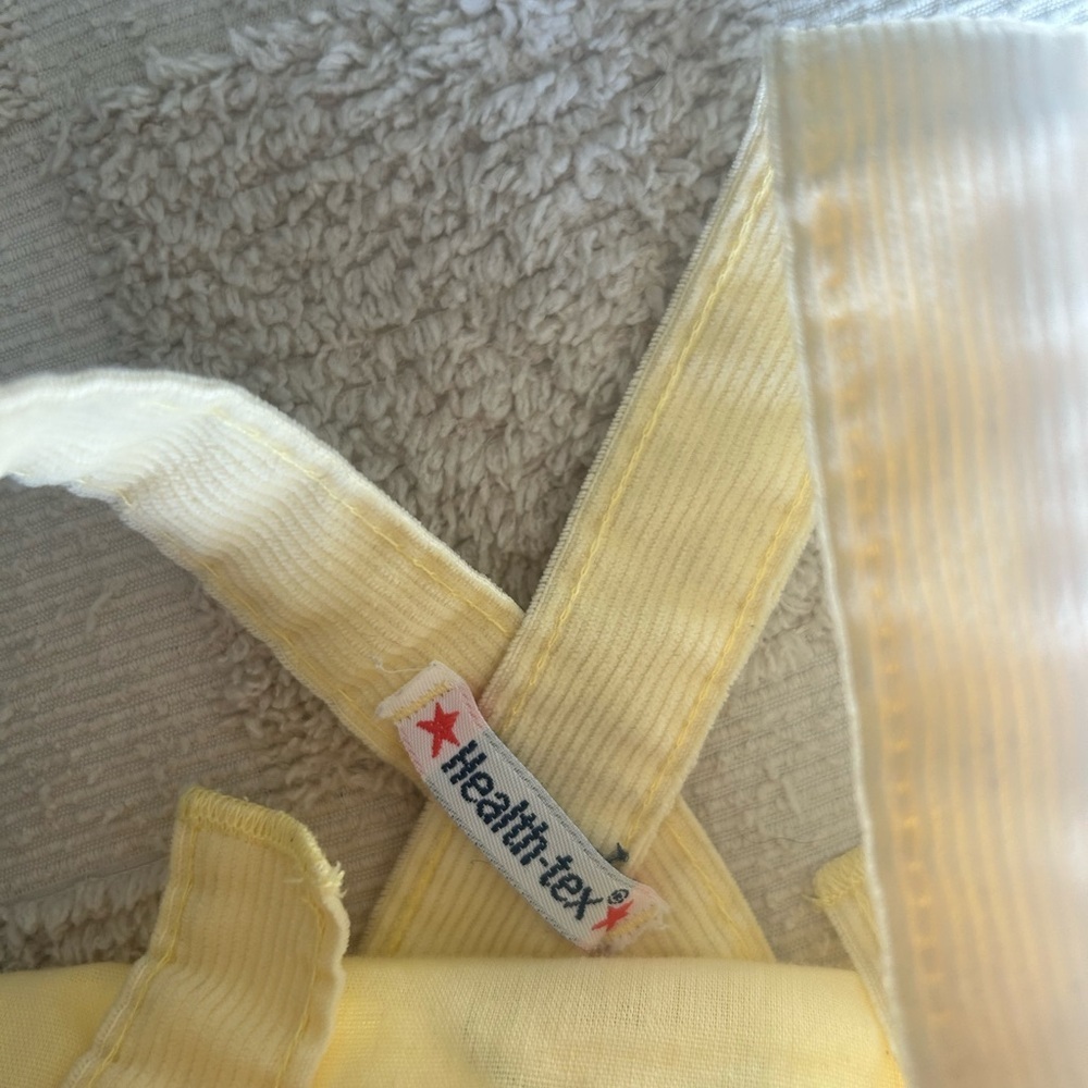 Vintage Health-Tex Baby Bunny Corduroy Overalls Yellow 6M Easter Spring - Picture 8 of 8